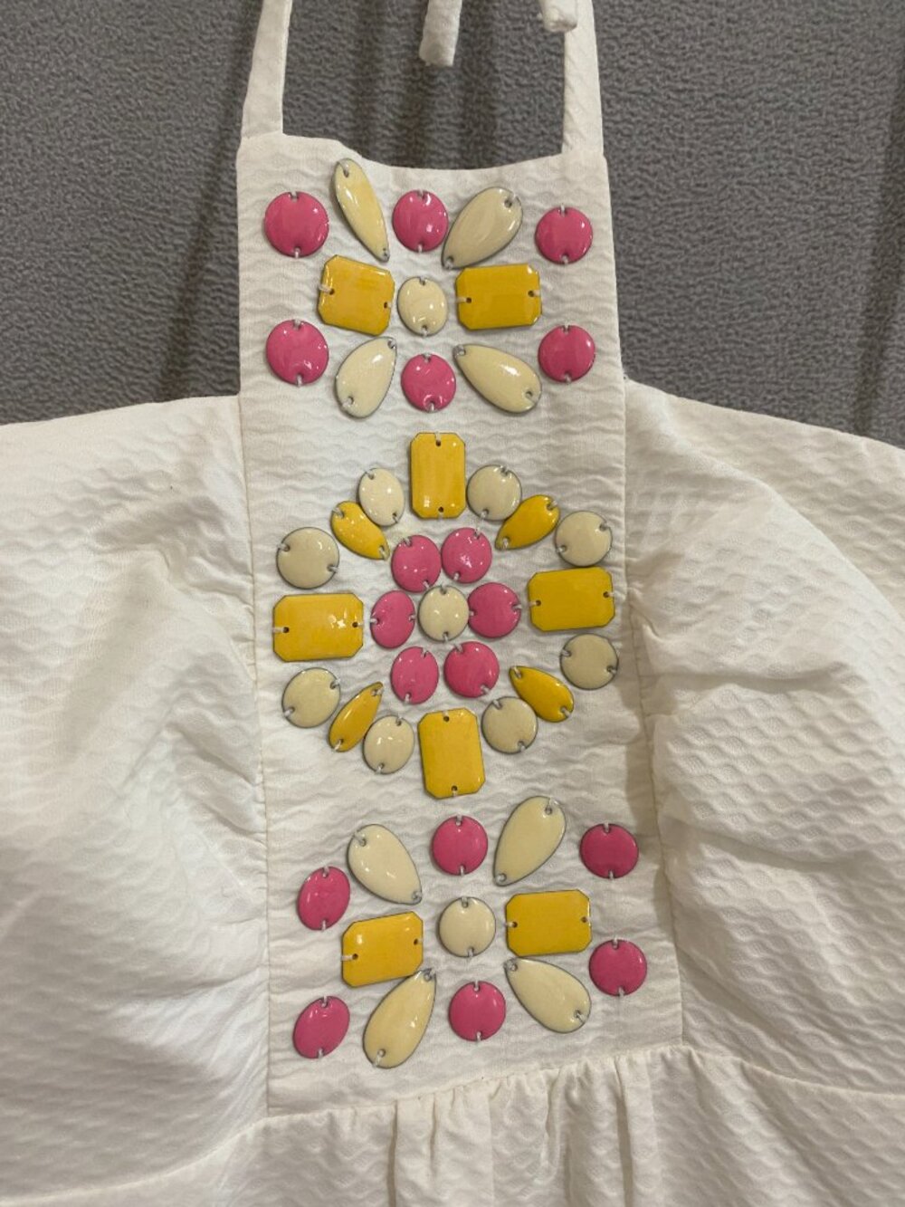Lilly Pulitzer White Halter Dress Size 6 Embellished Beaded Neckline Cotton - Picture 2 of 9